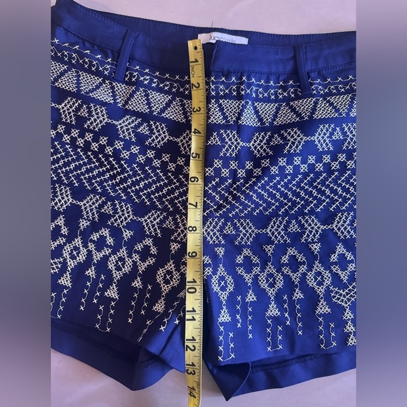 LUCY PARIS Navy Blue Cross Stitch Embroidered Shorts Sz L 42 poll on summer - Picture 9 of 14